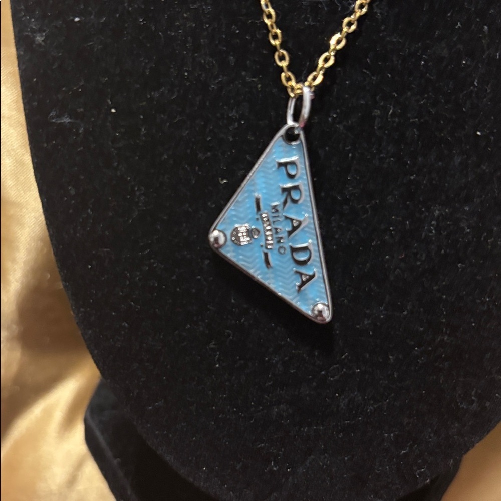 Prada Silver with Blue Triangle Pendant - Picture 3 of 5
